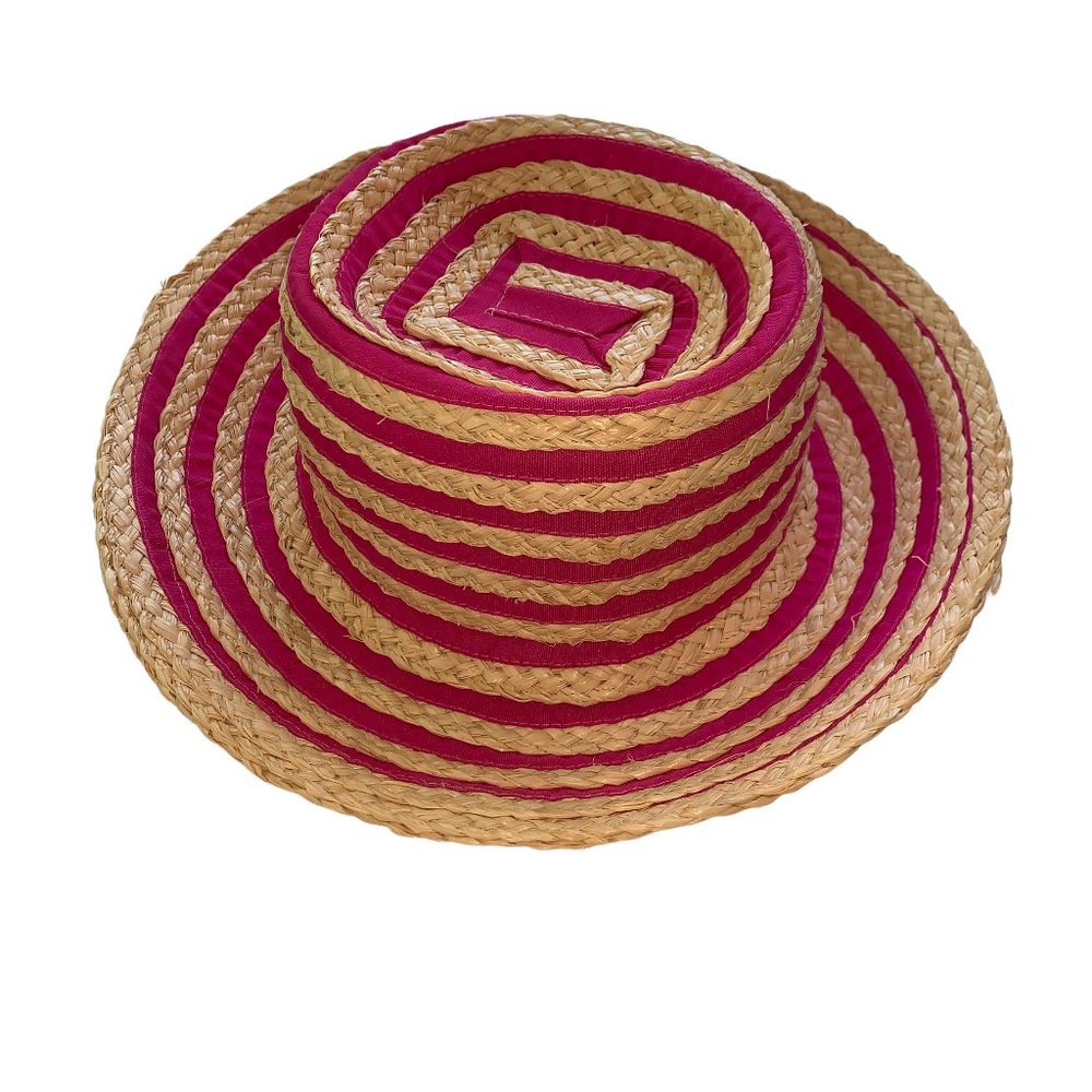 San Diego Hat Womens Pink Cream Punk Striped Straw Sun Hat One Size Fit Most